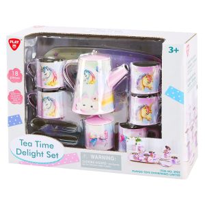 PLGo Сервиз за Чай с Поднос метален Еднорози