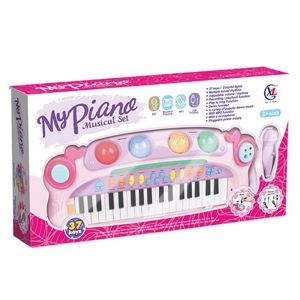 Пиано с микрофон, функционални бутони 37 клавиша розово